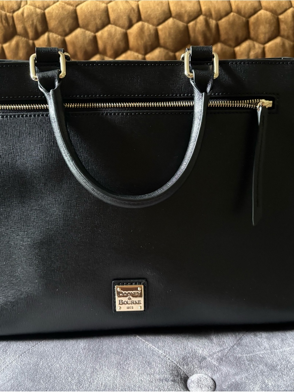 Dooney & Bourke Black Satchel with Gold Hardware